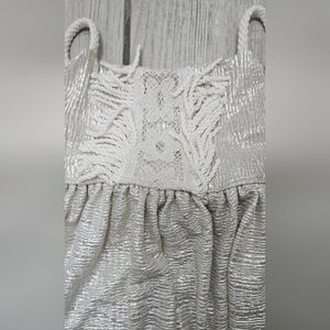 Chic Cream and Silver Kids Casual Dress